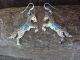 Navajo Indian Sterling Silver Turquoise Horse Dangle Earrings! Yazzie