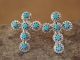 Native American Jewelry Zuni Sterling Silver Turquoise Cross Post Earrings - Naktewa!