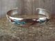 Native Indian Sterling Silver Turquoise and Coral Chip Inlay Bracelet by Yazzie