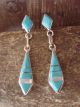 Zuni Indian Jewelry Sterling Silver Turquoise Mother of Pearl Inlay Earrings Jonathan Shack 