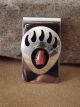Navajo Indian Coral Bear Paw Money Clip! Sterling Silver