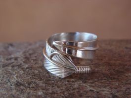 Silver Phantom Jewelry Adjustable Bird Feather Wrap Ring in Antique Sterling Silver