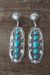 Navajo Hand Stamped Sterling Silver Turquoise Post Earrings! - JJJ