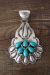 Native American Jewelry Sterling Silver Turquoise Pendant 