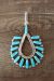 Zuni Indian Jewelry Sterling Silver Turquoise Pendant - C. Hattie 