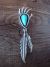Navajo Sterling Silver Turquoise Bear Paw Feather Pendant By Francisco
