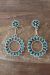 Native American Sterling Silver Turquoise Cluster Post Earrings Zuni