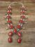 Large Navajo Nickel Silver Coral Squash Blossom Necklace Signed JC