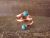 Navajo Indian Copper & Turquoise Adjustable Ring Signed Skeets
