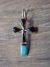 Small Zuni Indian Sterling Silver Inlay Cross Charm Pendant - Bowannie