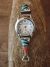 Navajo Indian Sterling Silver Turquoise Coral Inlay Watch 