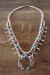 Navajo Sterling Silver Turquoise Coral Squash Blossom Necklace Set - PG