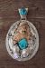 Native American Jewelry Sterling Silver Bear Turquoise Pendant by Chee