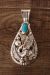 Native American Jewelry Sterling Silver Turquoise Eagle Pendant by Attakai