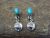 Navajo Indian Sterling Silver Turquoise Cowgirl Hat Post Earrings by McCarthy