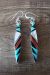 Zuni Sterling Silver Multistone Inlay Dangle Earrings - Cleo Kallestewa