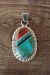 Zuni Indian Sterling Silver Inlay Pendant by Haloo