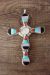 Zuni Indian Sterling Silver Inlay Cross Pendant by Edaakie