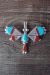 Zuni Indian Sterling Silver Turquoise Inlay Dragonfly Pendant! L. Ahiyite