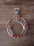 Navajo Indian Sterling Silver Turquoise Coral Naja Pendant 