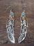 Navajo Sterling Silver Feather & Turquoise Petroglyph Dangle Earrings - Singer