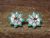 Zuni Sterling Silver Turquoise MOP Sunface Flower Inlay Post Earrings! Vacit