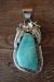 Navajo Indian Sterling Silver Turquoise Pendant - Thomas