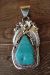Navajo Indian Sterling Silver Turquoise Pendant - Thomas