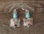 Native American Zuni Indian Sterling Silver Turquoise & Shell Turtle Earrings by Qualo