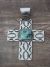 Navajo Indian Nickel Silver Turquoise Cross Pendant Signed JC