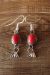 Navajo Indian Nickel Silver Coral Dangle Earrings by Bobby Cleveland