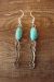 Navajo Indian Nickel Silver Turquoise Dangle Earrings by Bobby Cleveland