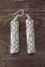 Navajo Hand Stamped Sterling Silver Dangle Earrings by Tahe