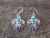 Native American Sterling Silver Hand Stamped Turquoise Thunderbird Earrings - Francisco