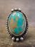 Navajo Indian Sterling Silver Turquoise Ring Signed Dawes - Size 8.5