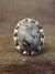Navajo Sterling Silver & White Buffalo Turquoise Ring by Yellowhair - Size 6.5