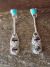 Zuni Jewelry Sterling Silver Turquoise Sunface Post Drop Earrings! by Bowekaty