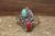 Navajo Indian Sterling Silver Turquoise Coral Leaf Ring - McCarthy - Size 7 1/2
