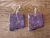 Navajo Indian New Mexico Purple Howlite Slab Dangle Earrings by Lovato