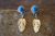 Native American Indian Jewelry Sterling Silver Blue Opal Feather Earrings