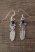 Native American Jewelry Stamped Sterling Silver & Lapis Feather Earrings 