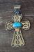 Native American Jewelry Nickel Silver Turquoise Cross Pendant by Jackie Cleveland!