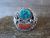 Navajo Sterling Silver Turquoise & Coral Feather Ring Signed Spencer - Size 11.5