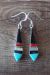 Zuni Indian Jewelry Sterling Silver Jet Coral Earrings Jonathan Shack 