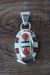 Zuni Sterling Silver Opal,  Coral, Jet Inlay Pendant by Ophelia Panteah