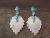 Navajo Sterling Silver Turquoise Post Leaf Earrings by Francisco