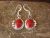 Navajo Sterling Silver Coral Dangle Earrings by Delores Cadman