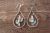 Native American Nickel Silver Turquoise Cactus Hoop Dangle Earrings! Tolta