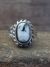 Navajo Sterling Silver & White Buffalo Turquoise Ring by Lonjose - Size 9