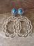 Navajo Indian Nickel Silver Azurite Stamped Post Earrings by Jackie Cleveland